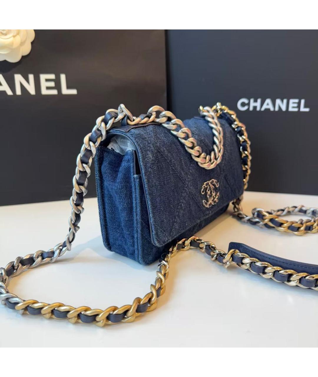 CHANEL Голубая сумка через плечо, фото 4