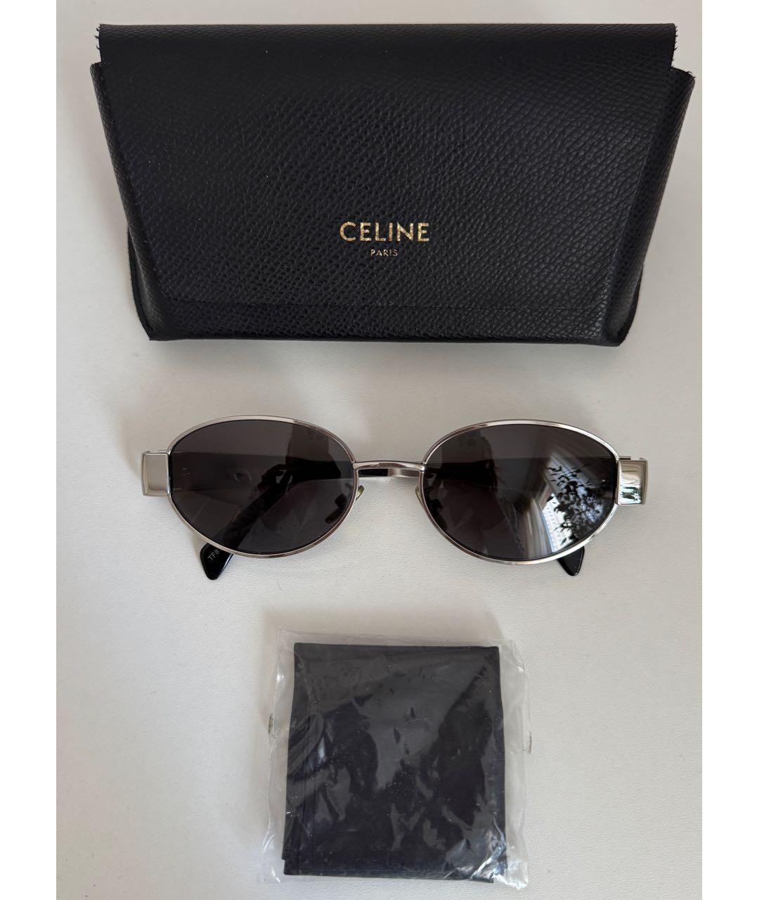 CELINE Антрацитовые металлические солнцезащитные очки, фото 3