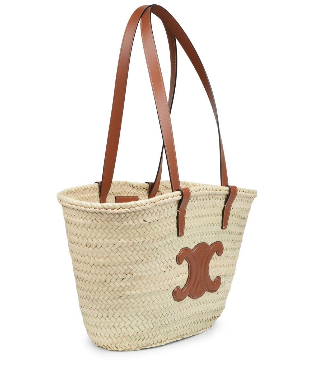 CELINE Бежевая пелетеная сумка тоут, фото 2