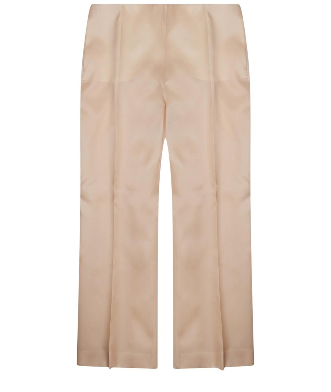 ALBERTA FERRETTI Бежевые шелковые прямые брюки, фото 2