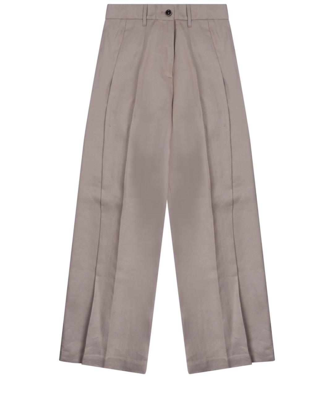 NINE IN THE MORNING Бежевые льняные прямые брюки, фото 1