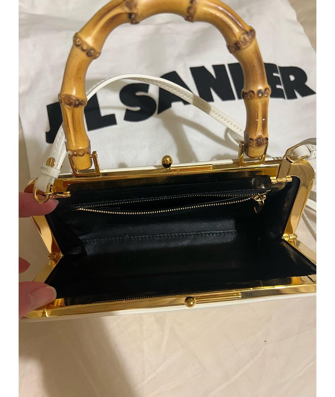 JIL SANDER Бежевая кожаная сумка через плечо, фото 3