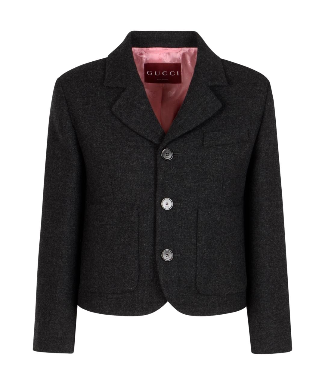 GUCCI Серый шерстяной жакет/пиджак, фото 1