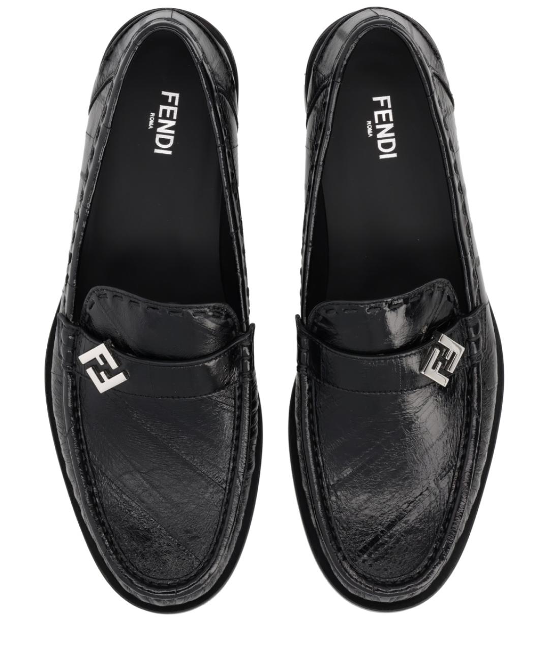FENDI Черные кожаные лоферы, фото 4
