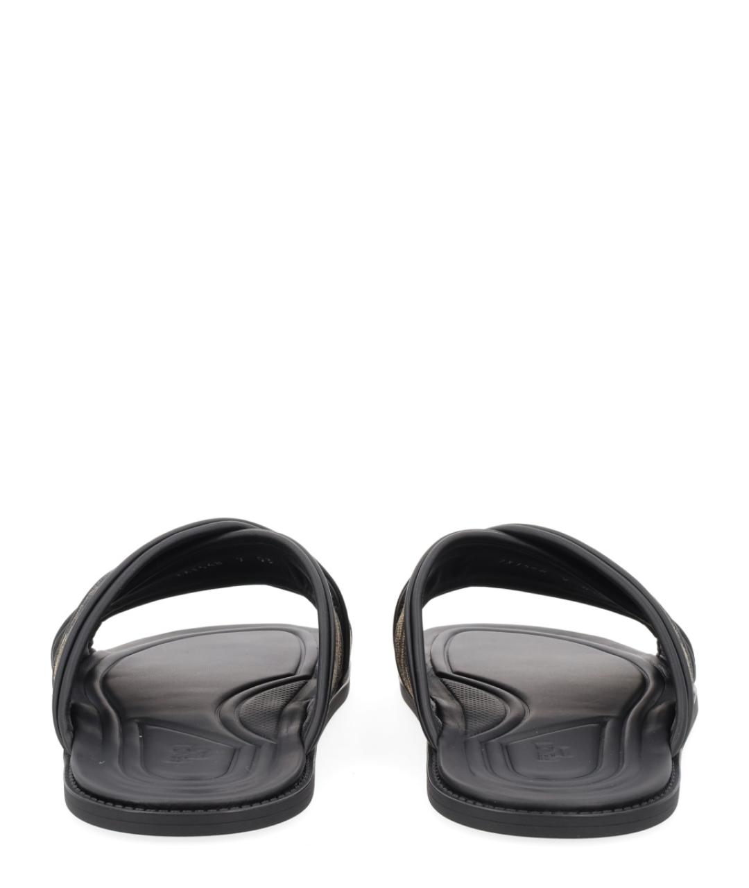 FENDI Коричневые текстильные шлепанцы, фото 4