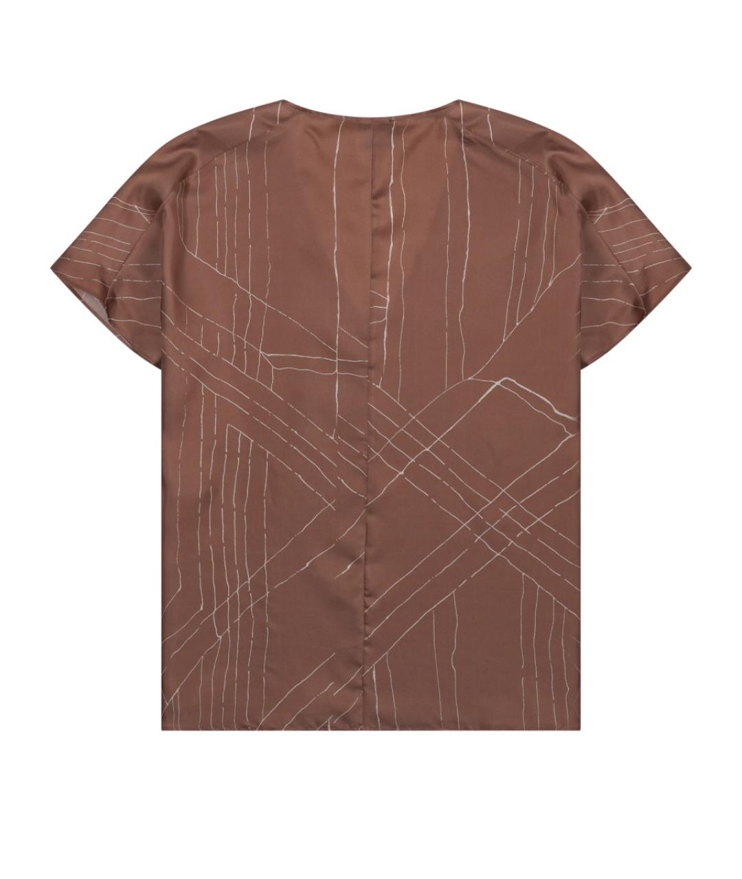 ALYSI Коричневая шелковая блузы, фото 2