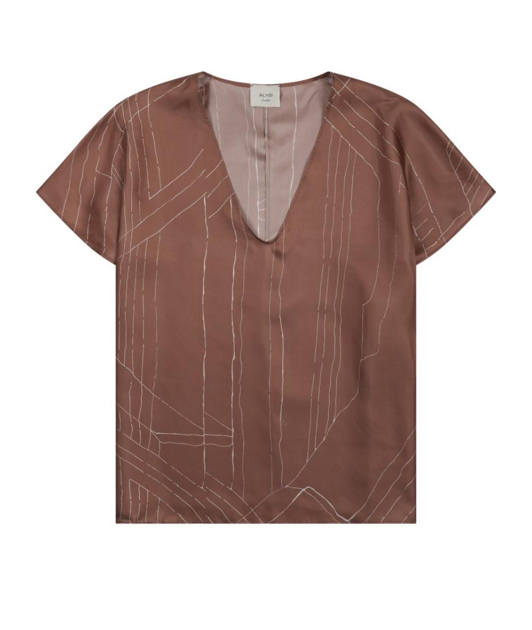 ALYSI Коричневая шелковая блузы, фото 3