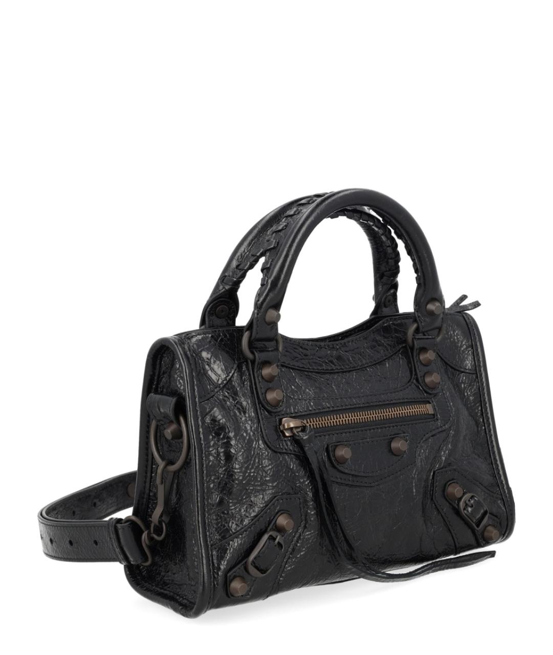 BALENCIAGA Черная кожаная сумка тоут, фото 3