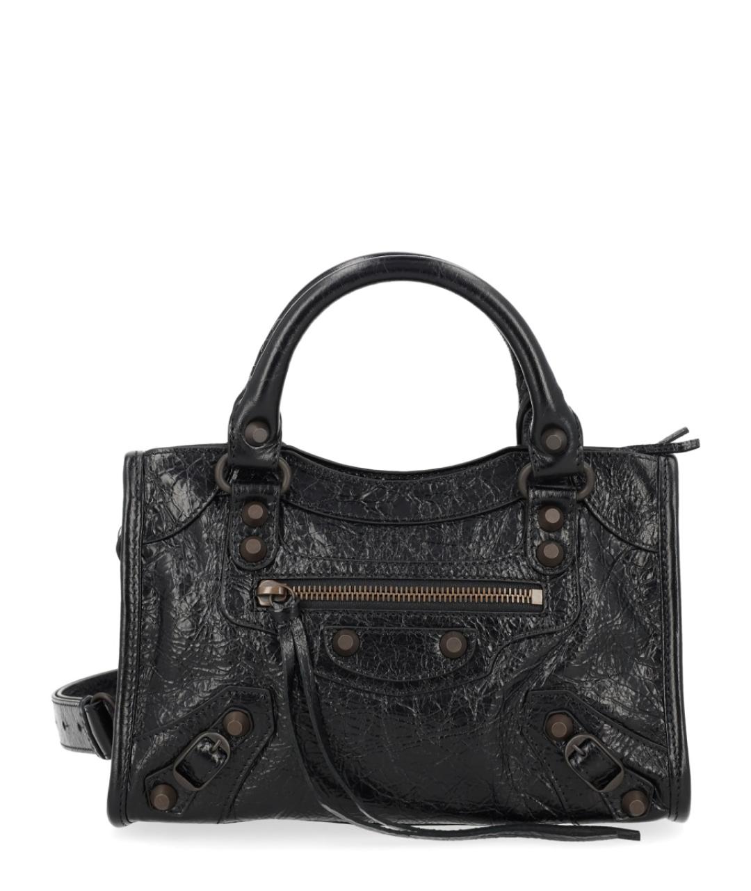 BALENCIAGA Черная кожаная сумка тоут, фото 1