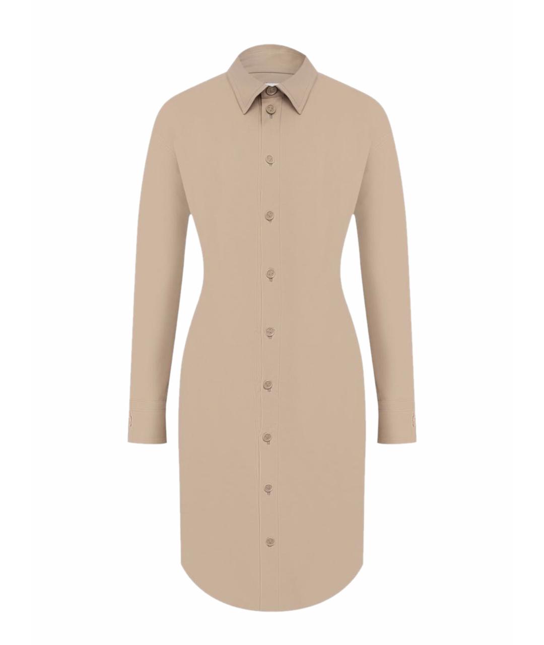 BOTTEGA VENETA Бежевое хлопковое повседневное платье, фото 1
