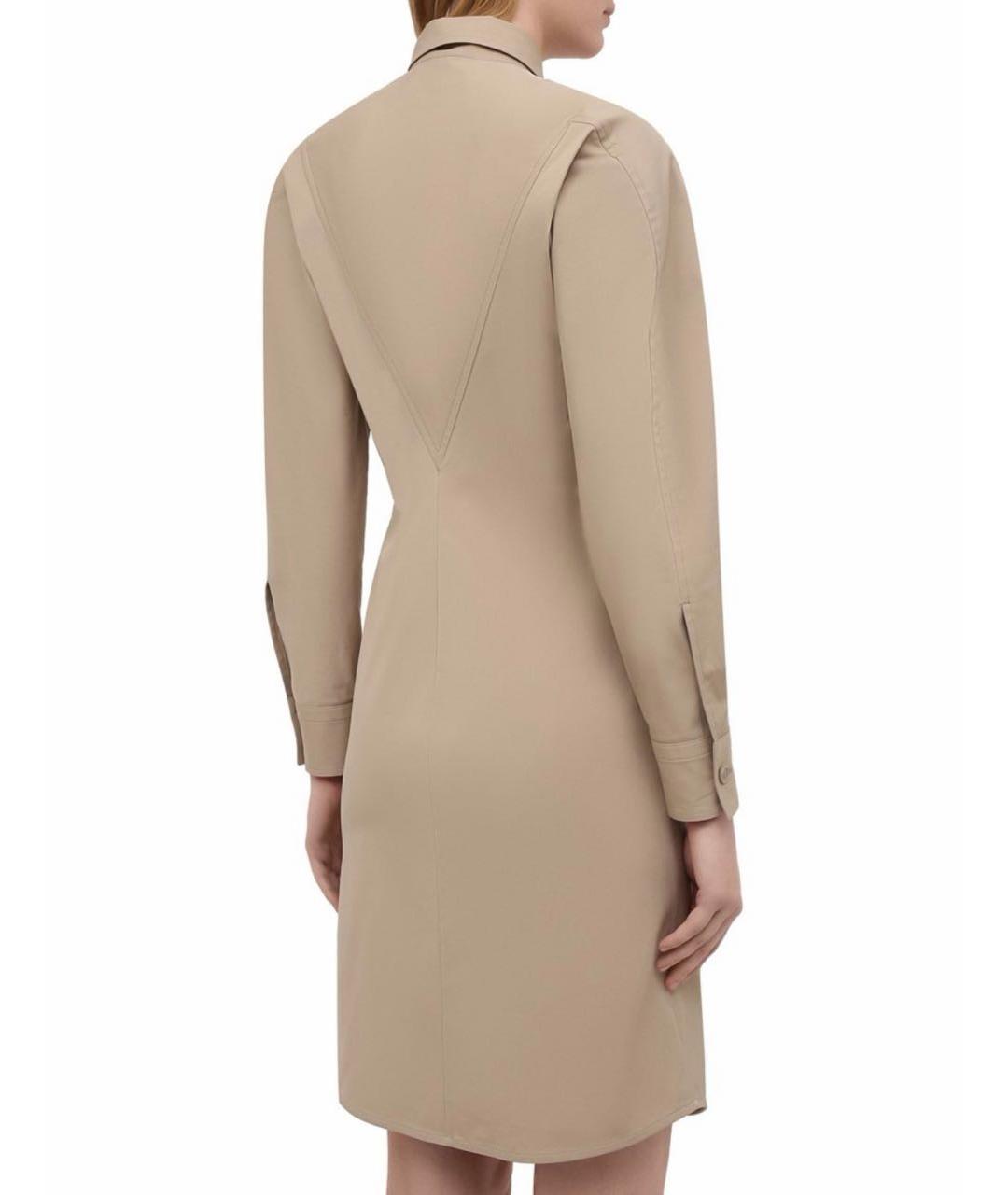 BOTTEGA VENETA Бежевое хлопковое повседневное платье, фото 4