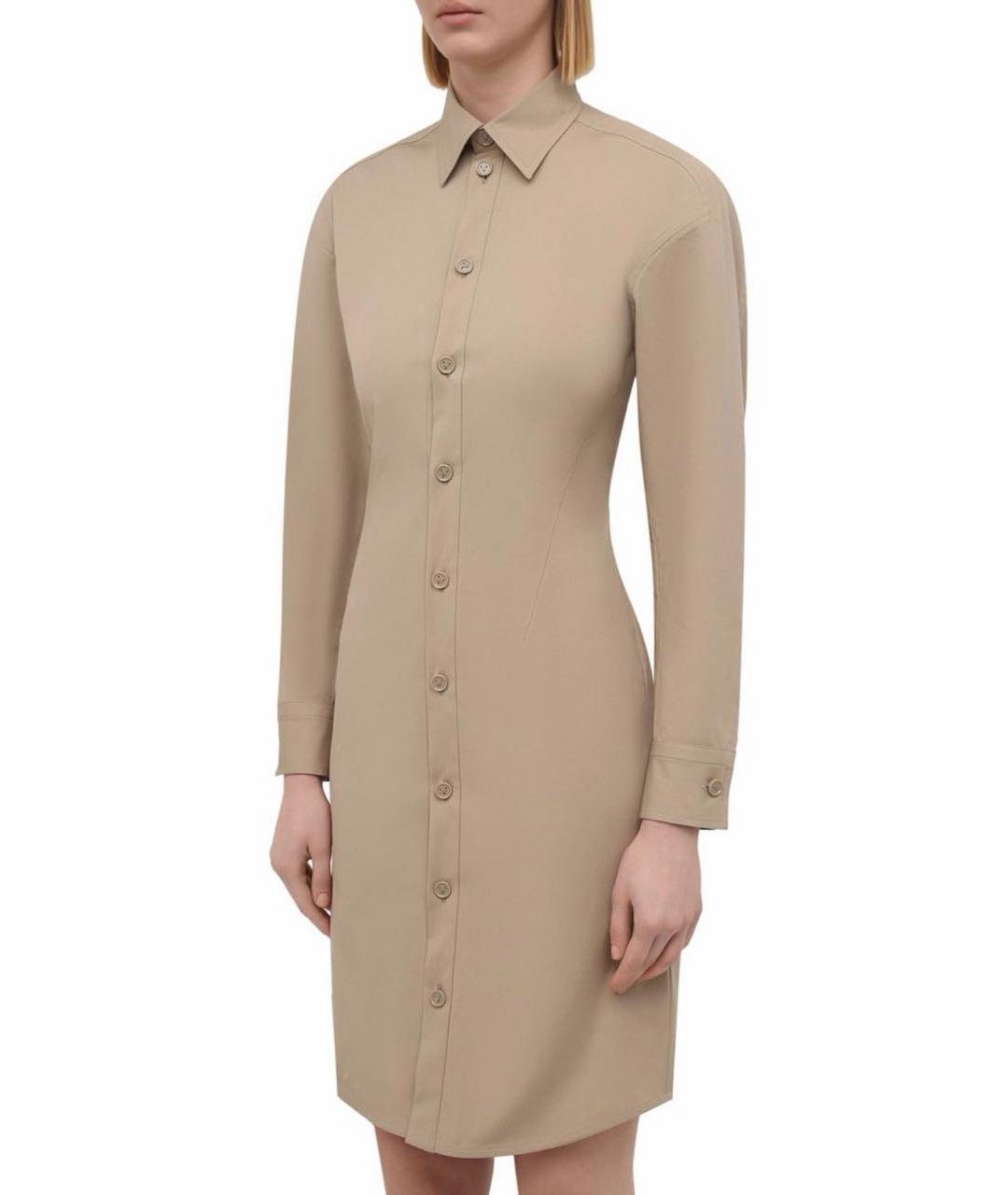 BOTTEGA VENETA Бежевое хлопковое повседневное платье, фото 3