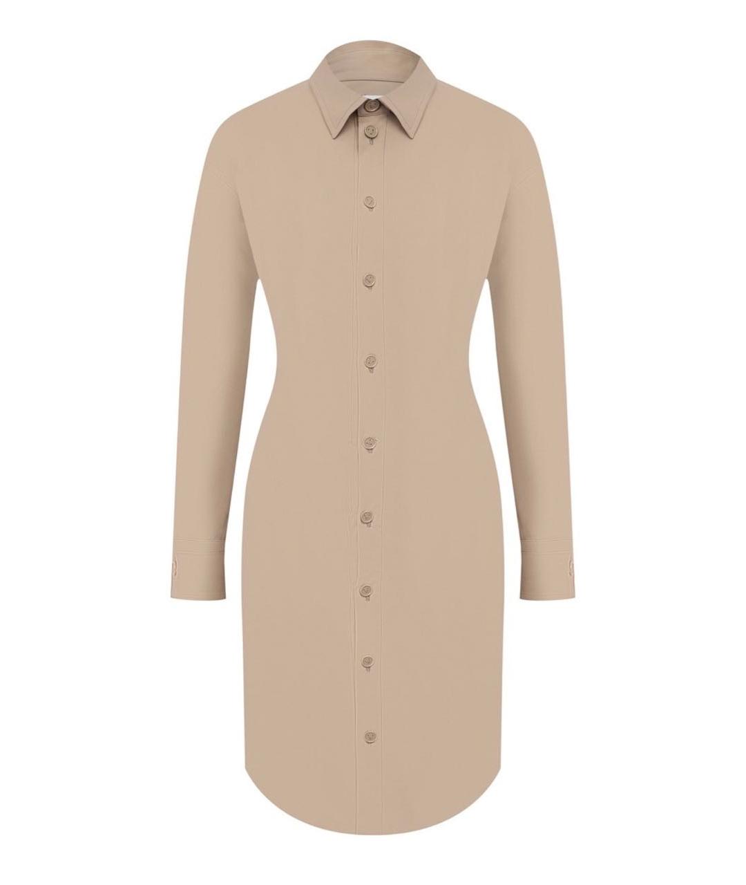 BOTTEGA VENETA Бежевое хлопковое повседневное платье, фото 7