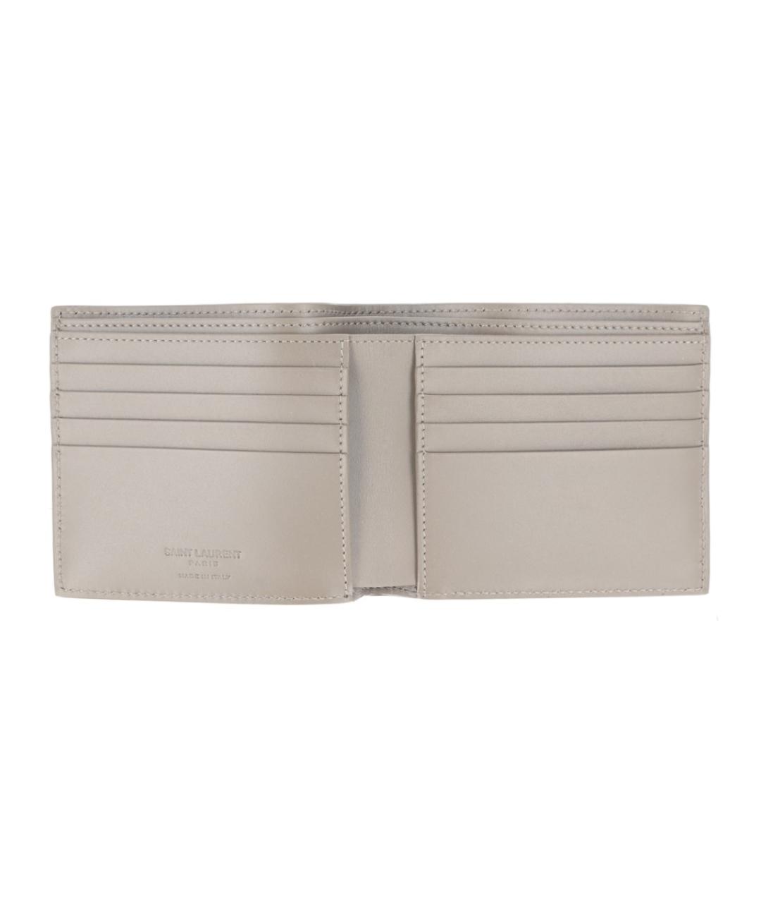SAINT LAURENT Бежевый кожаный кошелек, фото 3