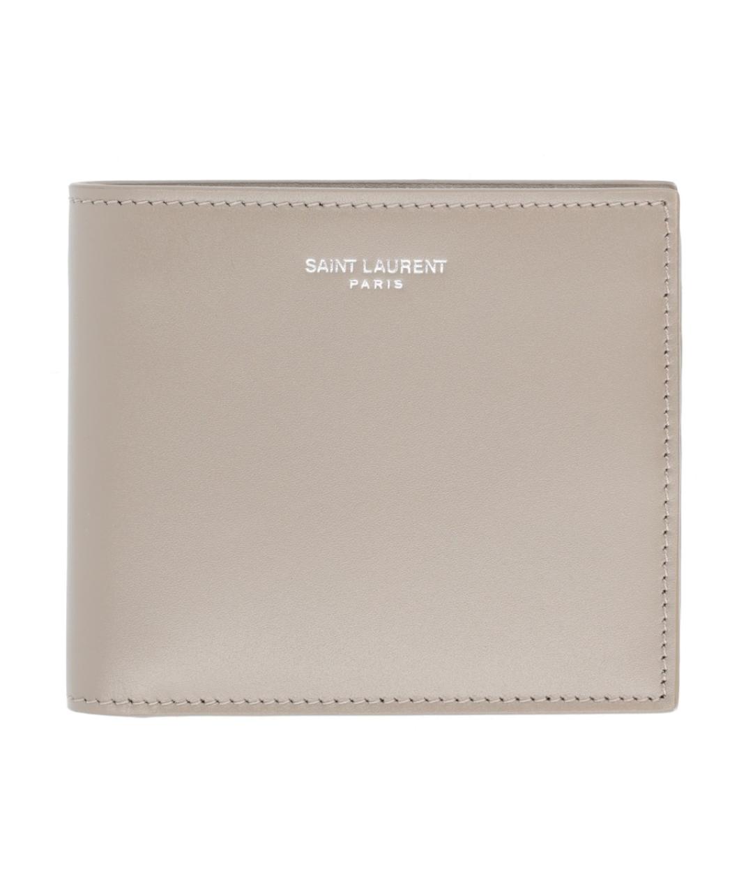 SAINT LAURENT Бежевый кожаный кошелек, фото 1