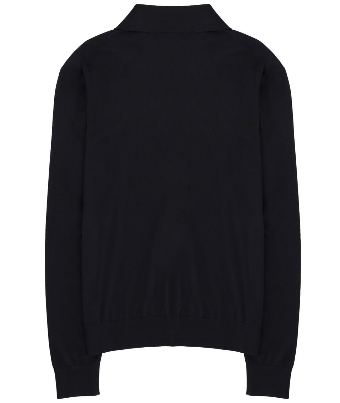 SAINT LAURENT Темно-синее хлопковое поло с длинным рукавом, фото 2