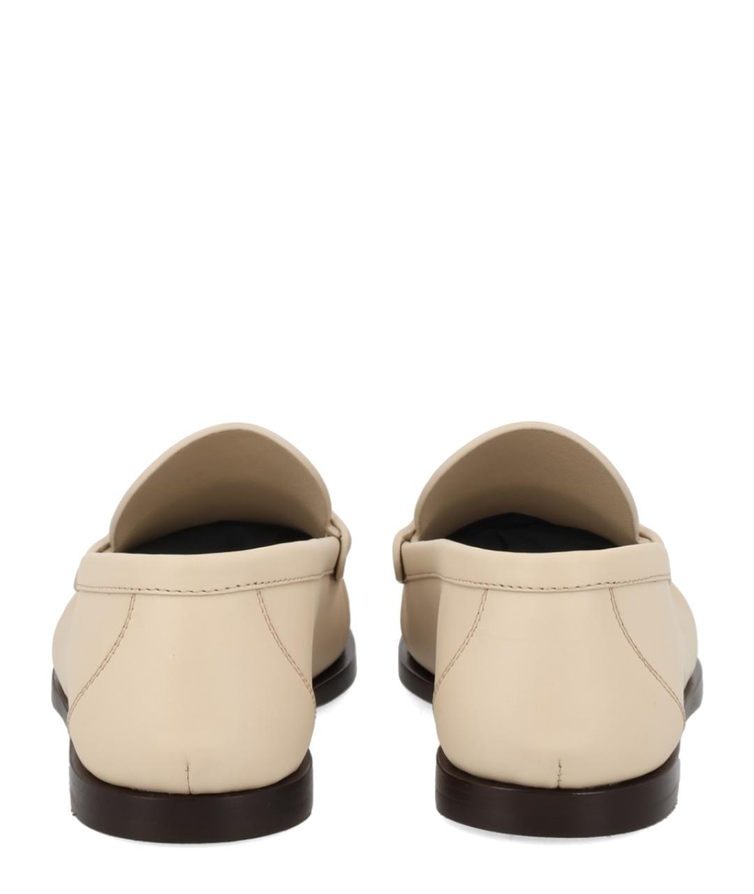 SAINT LAURENT Бежевые кожаные лоферы, фото 4