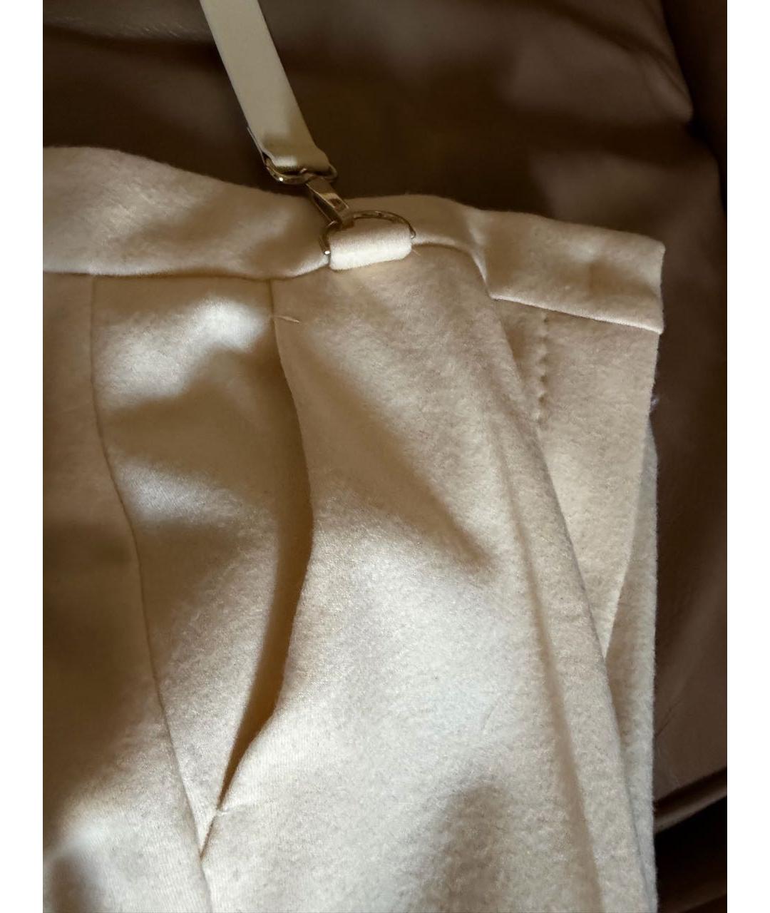 MAX MARA Белые шерстяные прямые брюки, фото 6