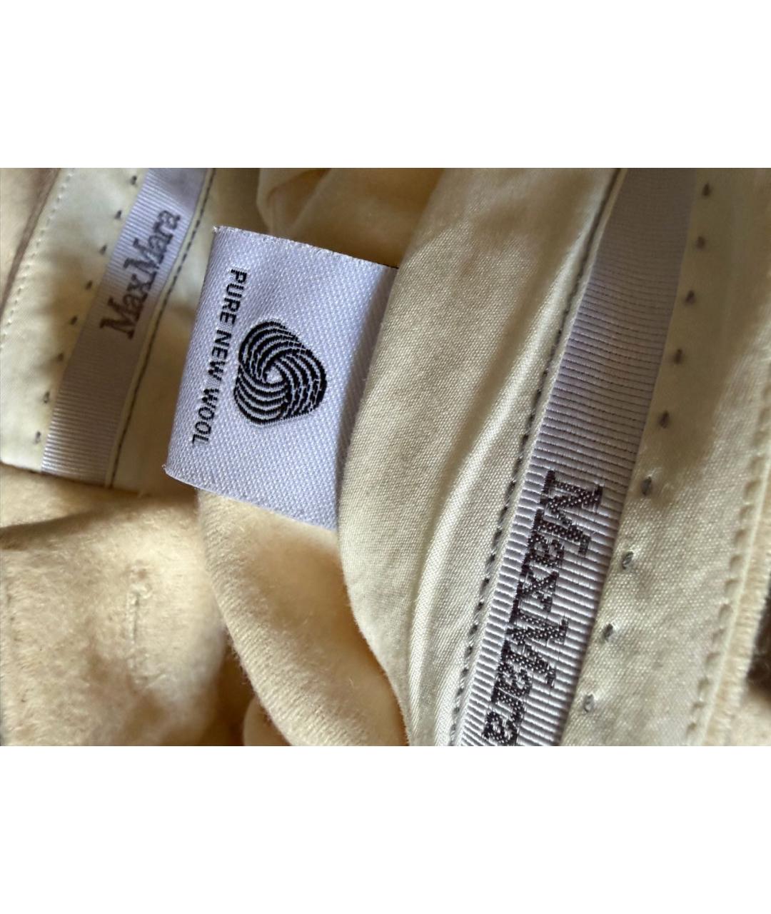 MAX MARA Белые шерстяные прямые брюки, фото 2