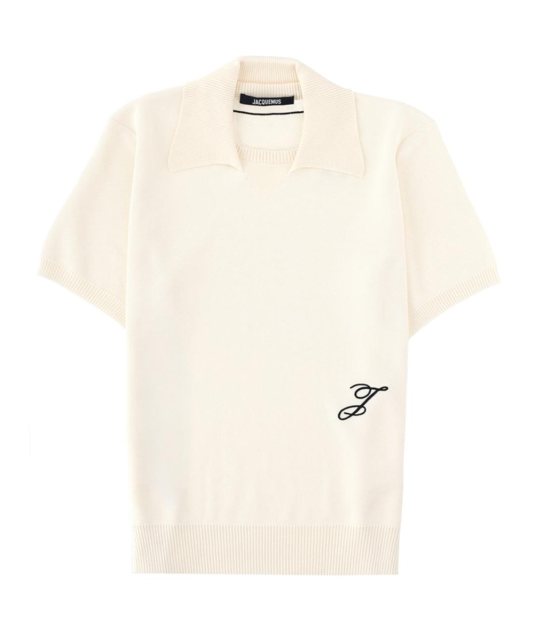 JACQUEMUS Белое хлопковое поло с коротким рукавом, фото 1