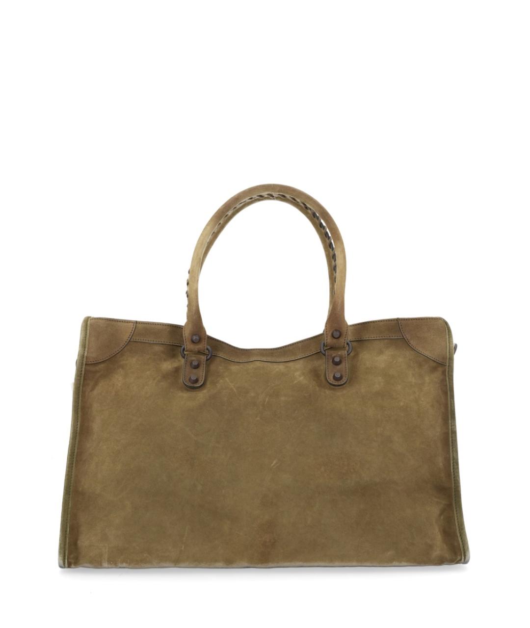 BALENCIAGA Зеленая замшевая сумка тоут, фото 3