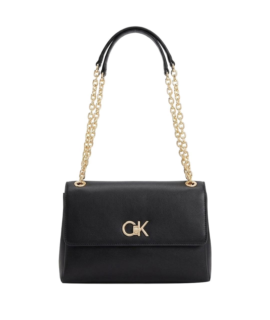 CALVIN KLEIN Черная сумка через плечо из искусственной кожи, фото 1