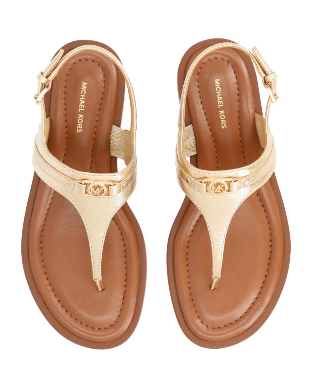 MICHAEL KORS Золотые кожаные сандалии, фото 5