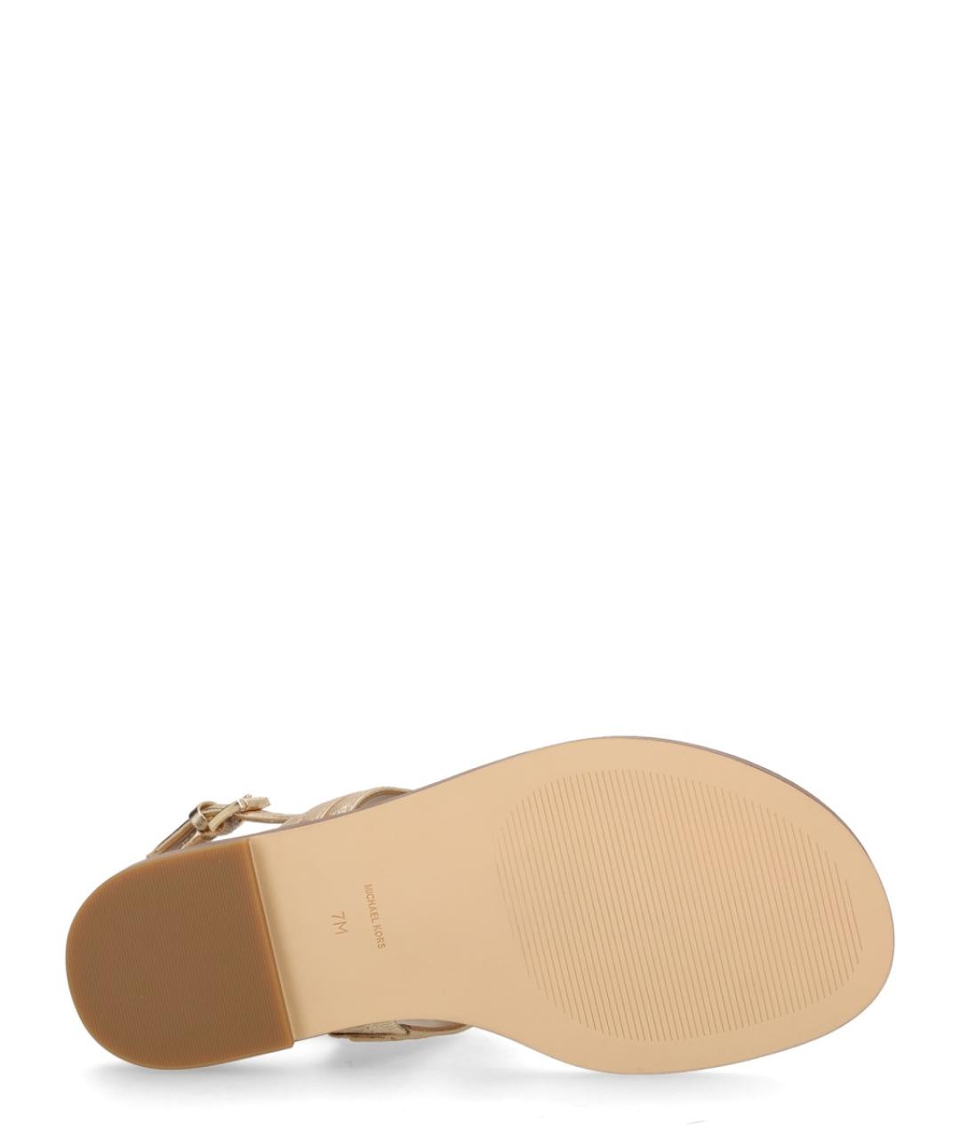 MICHAEL KORS Золотые кожаные сандалии, фото 6