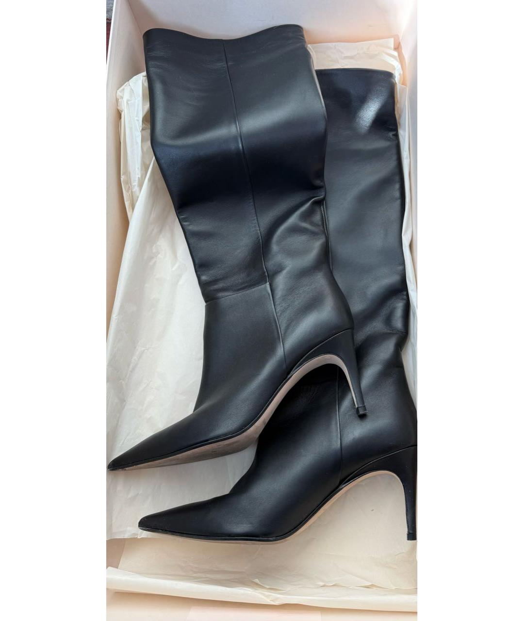 SERGIO ROSSI Черные кожаные сапоги, фото 6