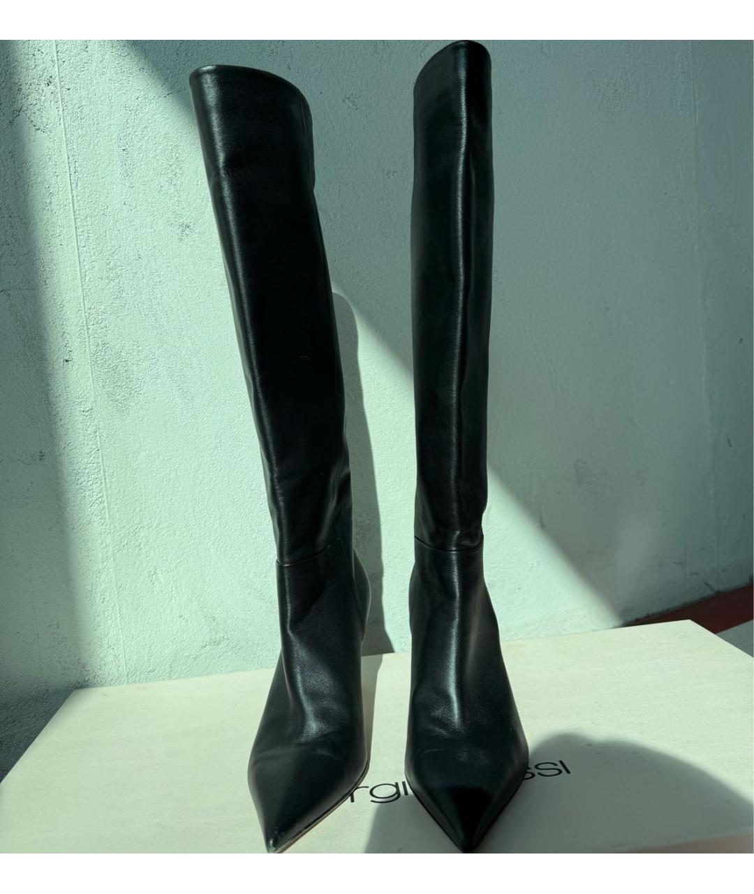 SERGIO ROSSI Черные кожаные сапоги, фото 2