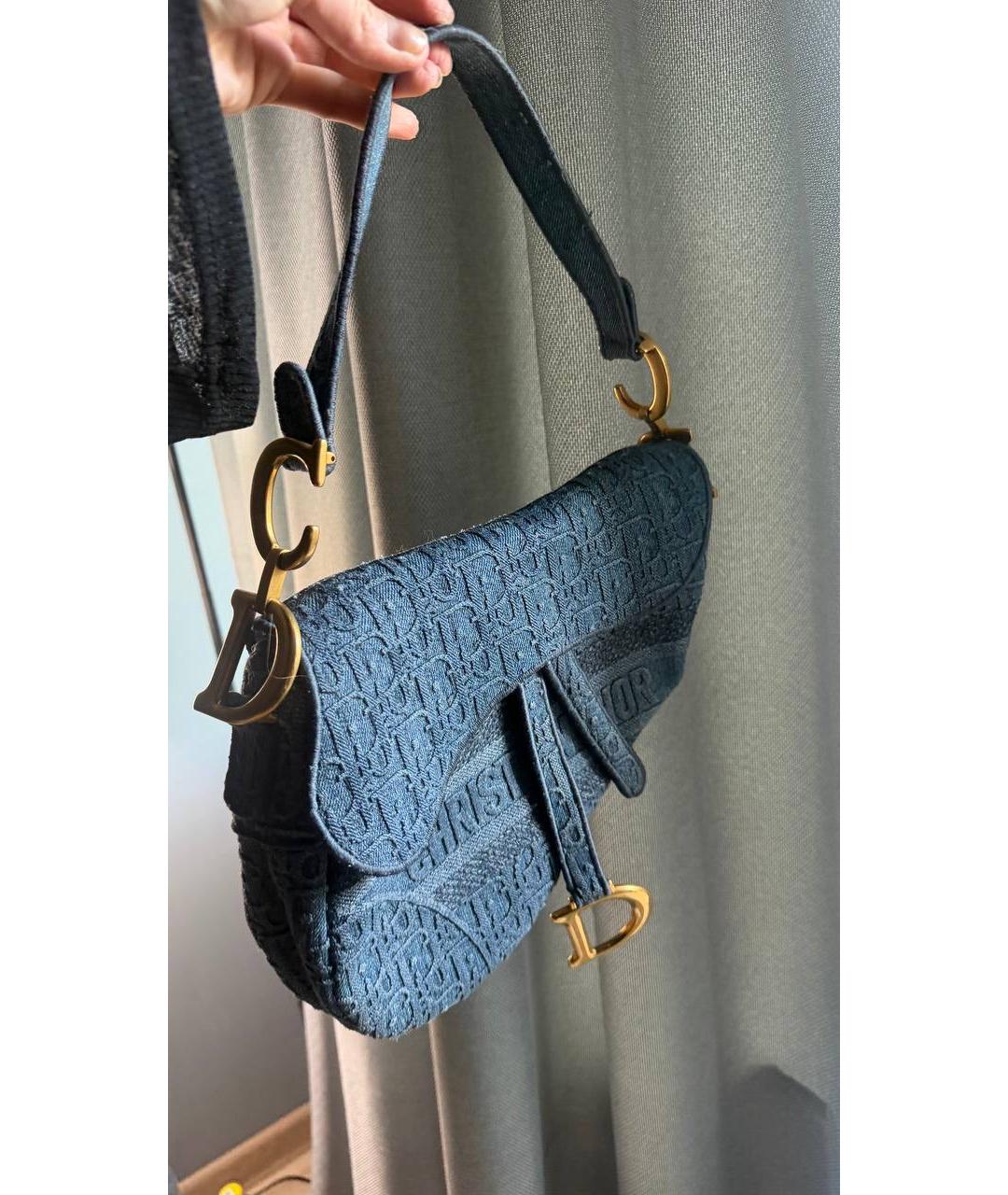 CHRISTIAN DIOR Голубая деним сумка через плечо, фото 2