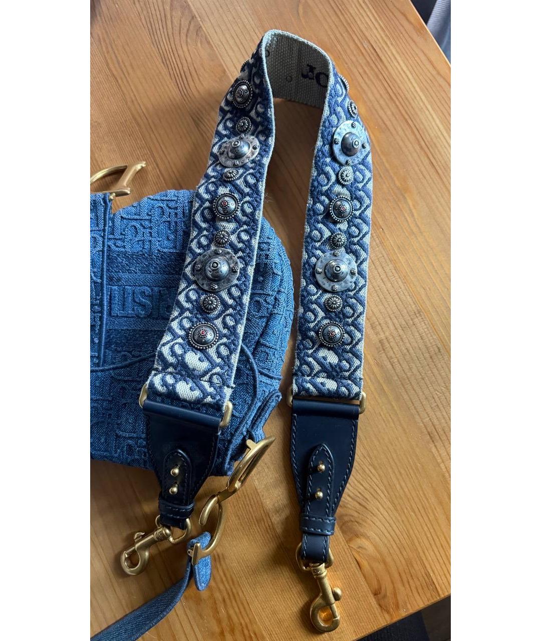 CHRISTIAN DIOR Голубая деним сумка через плечо, фото 8