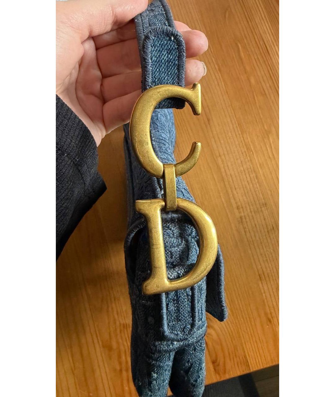 CHRISTIAN DIOR Голубая деним сумка через плечо, фото 3