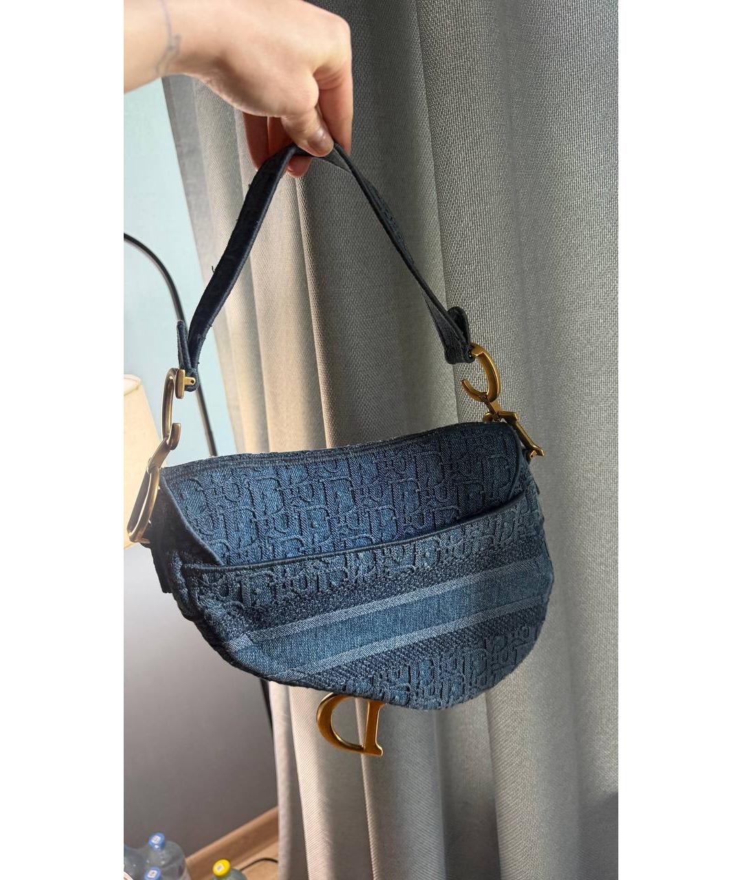 CHRISTIAN DIOR Голубая деним сумка через плечо, фото 4