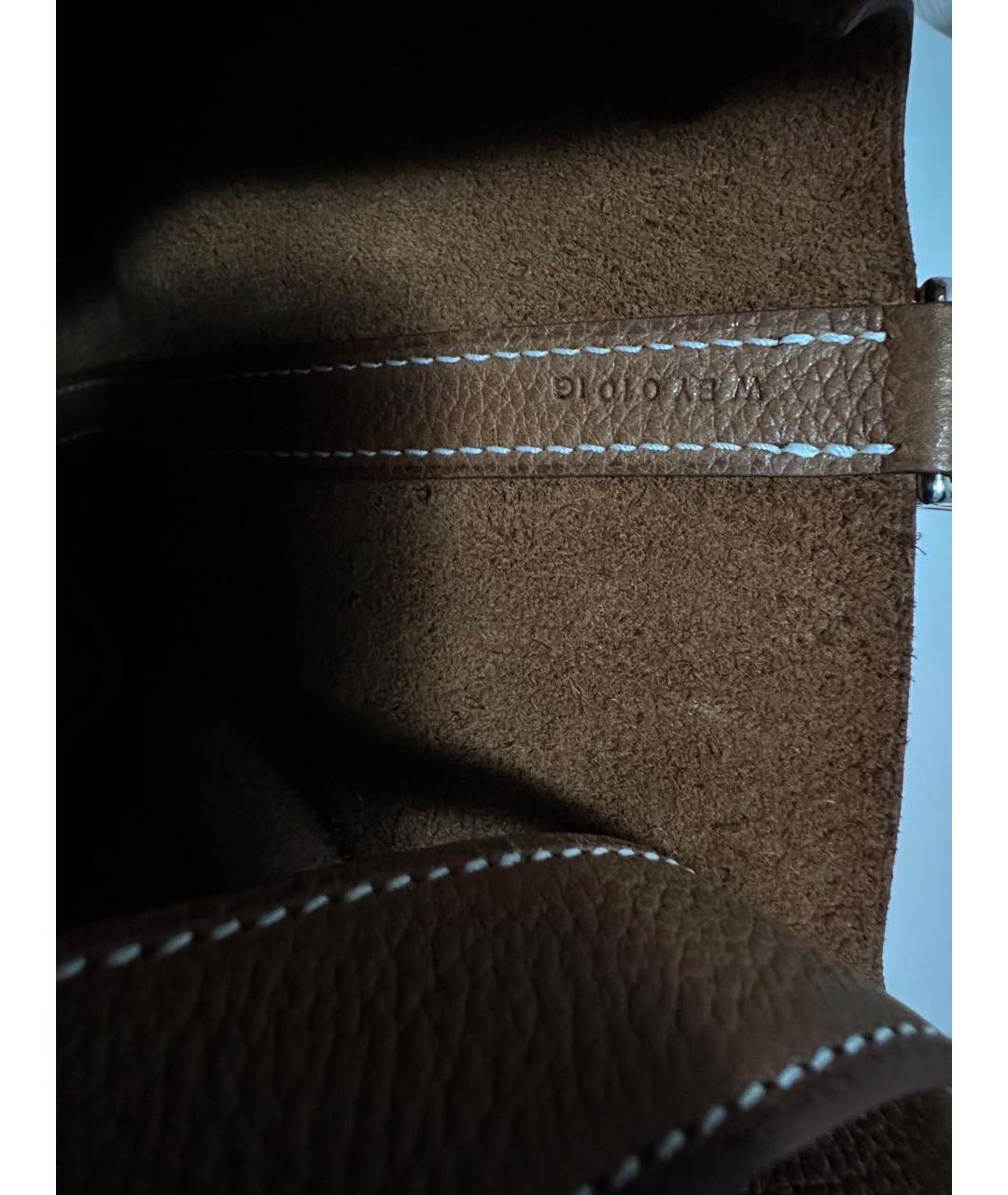 HERMES Коричневая кожаная сумка с короткими ручками, фото 7