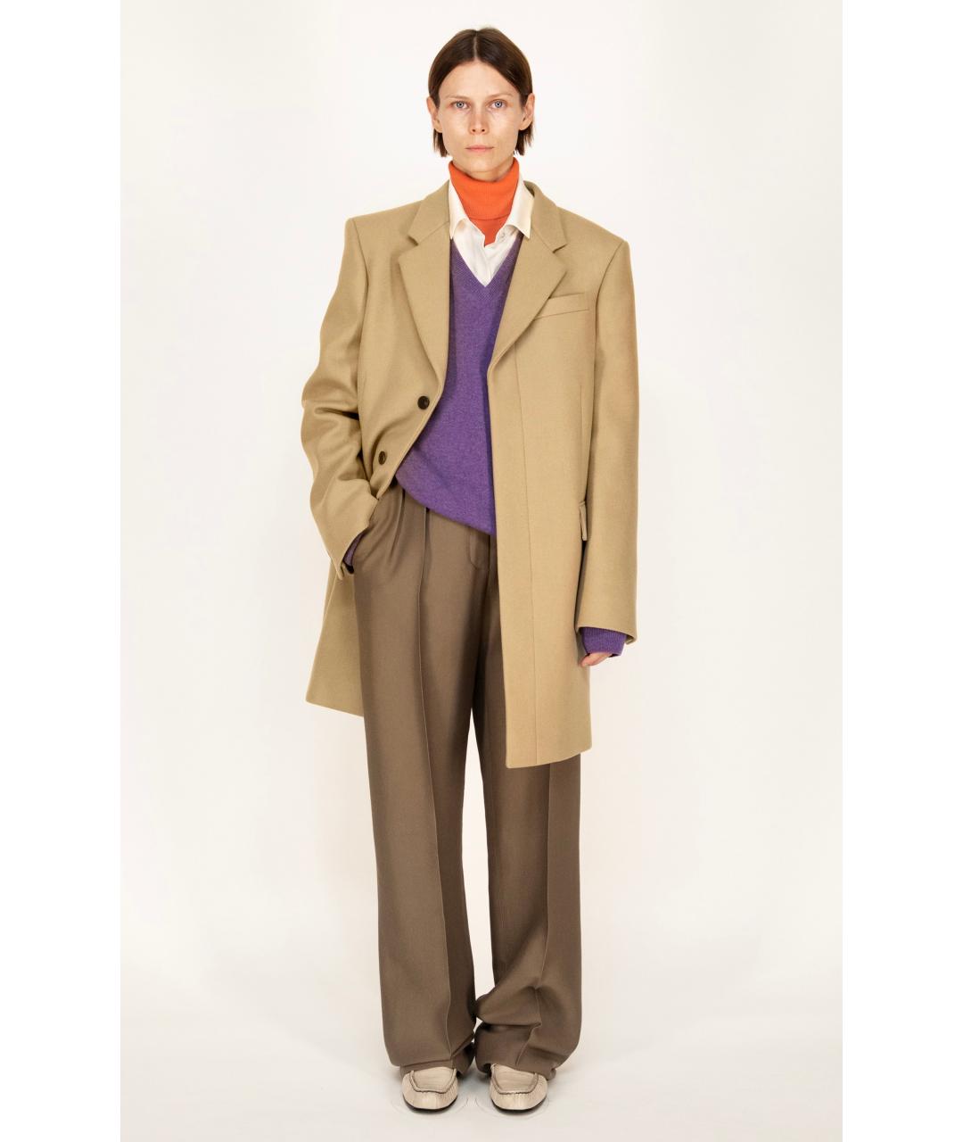 THE ROW Бежевое шерстяное пальто, фото 4