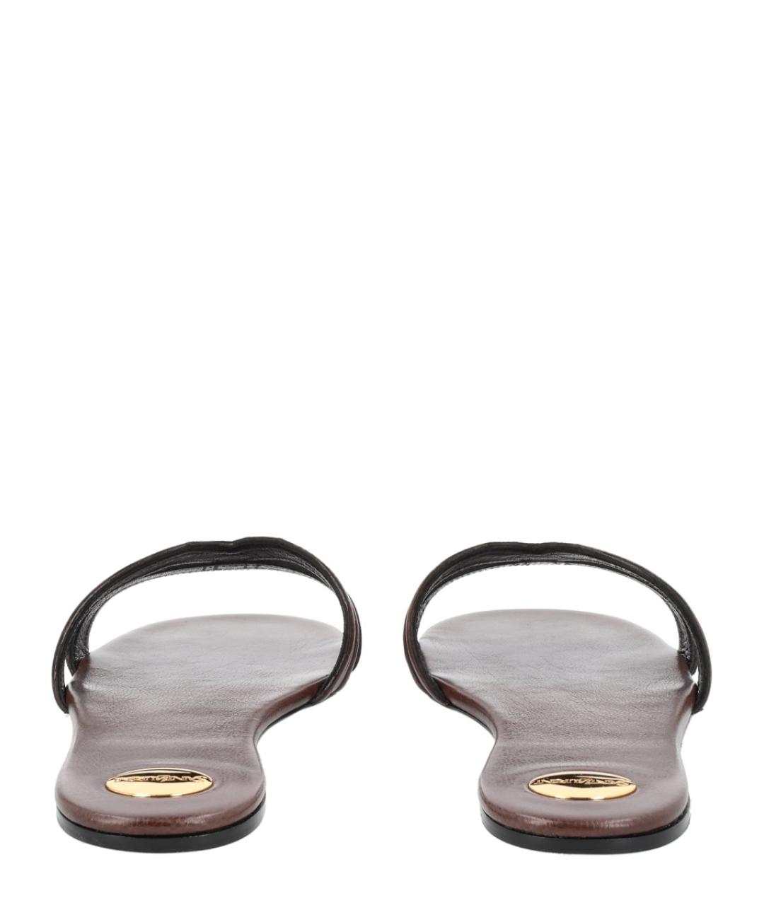 SAINT LAURENT Коричневые кожаные шлепанцы, фото 4