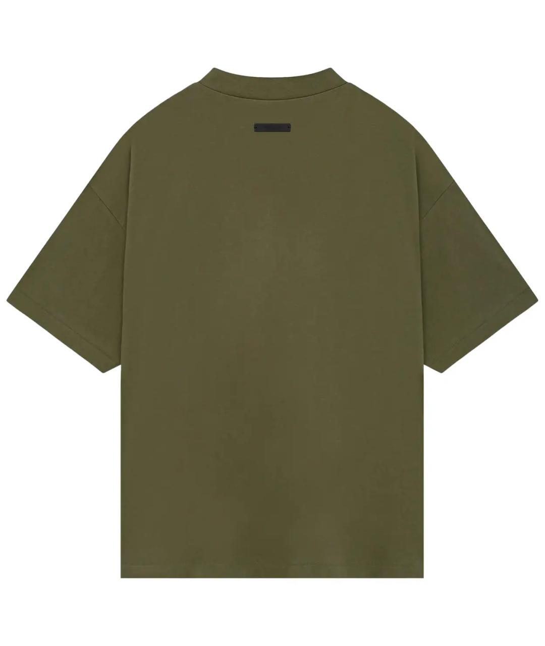 FEAR OF GOD ESSENTIALS Хаки хлопковая футболка, фото 3