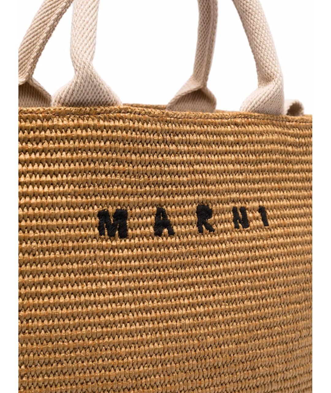 MARNI Бежевая пелетеная сумка тоут, фото 3