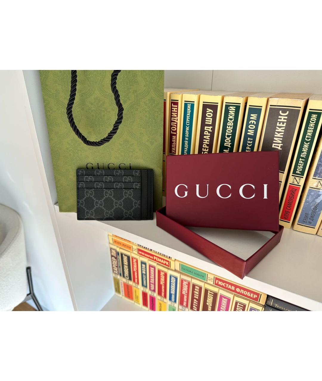 GUCCI Черный кожаный кардхолдер, фото 5