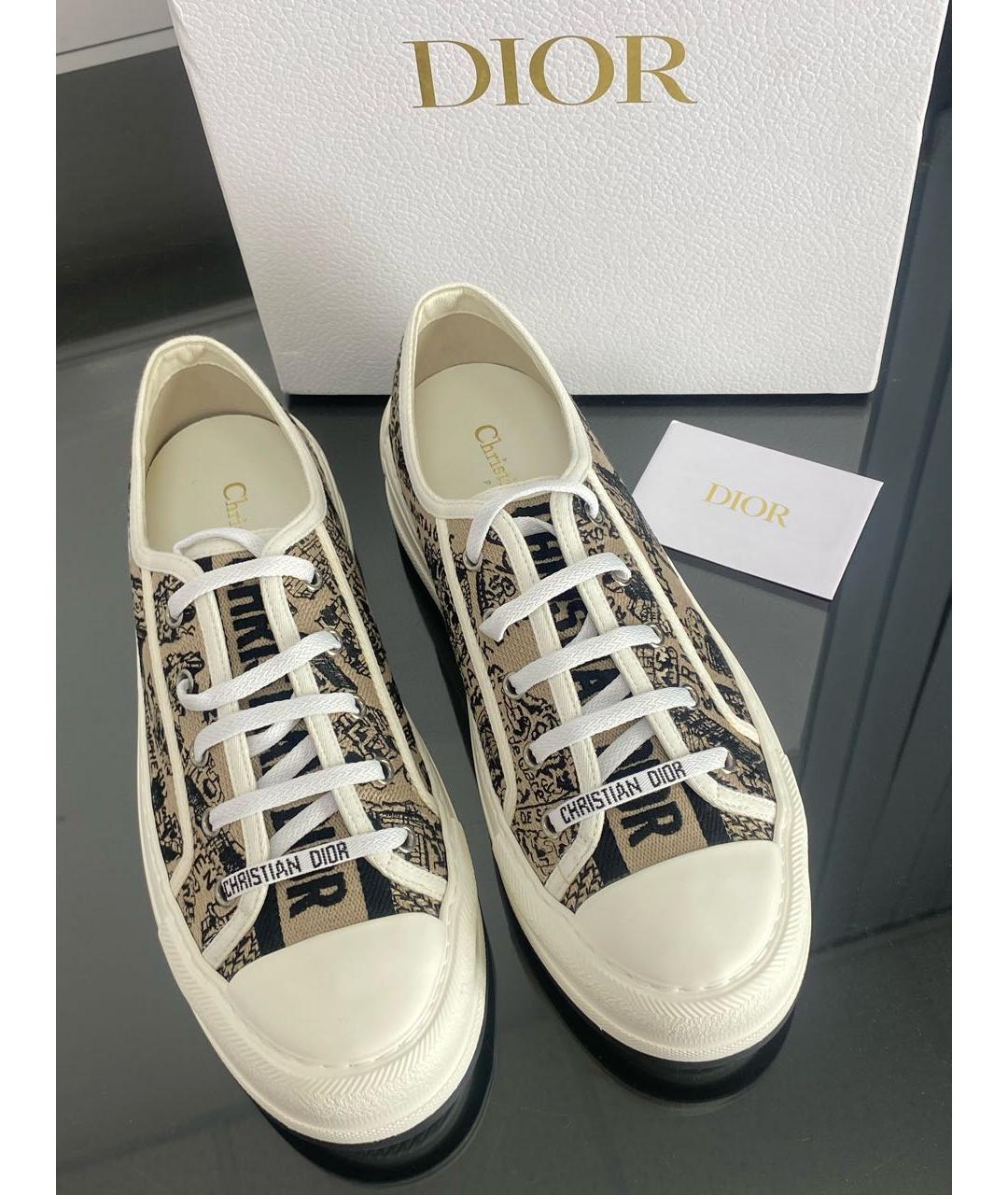 CHRISTIAN DIOR Бежевые кожаные кеды, фото 2