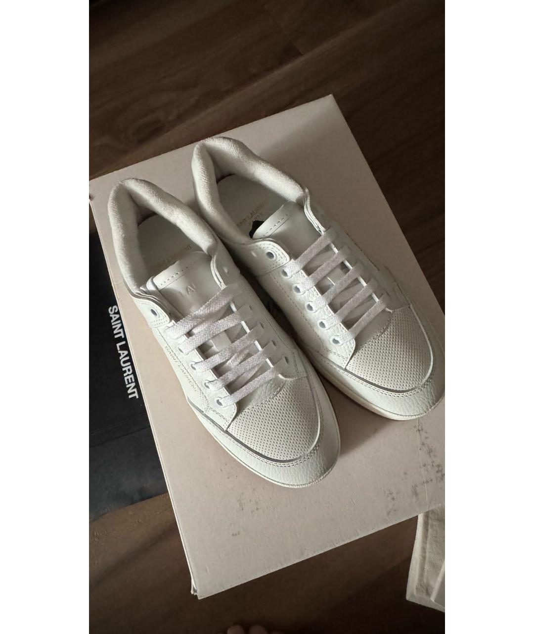 SAINT LAURENT Белые кожаные кроссовки, фото 2