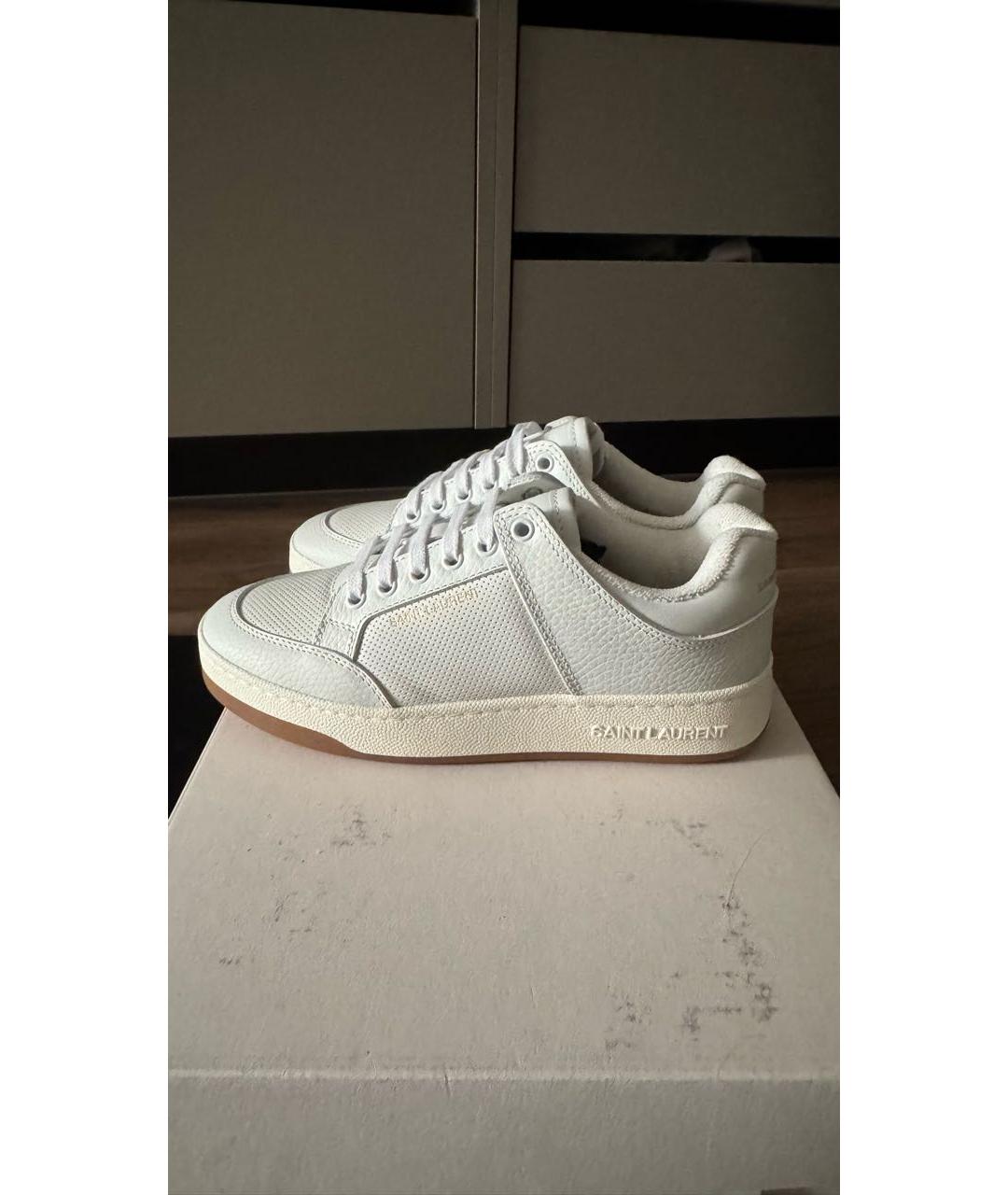 SAINT LAURENT Белые кожаные кроссовки, фото 8