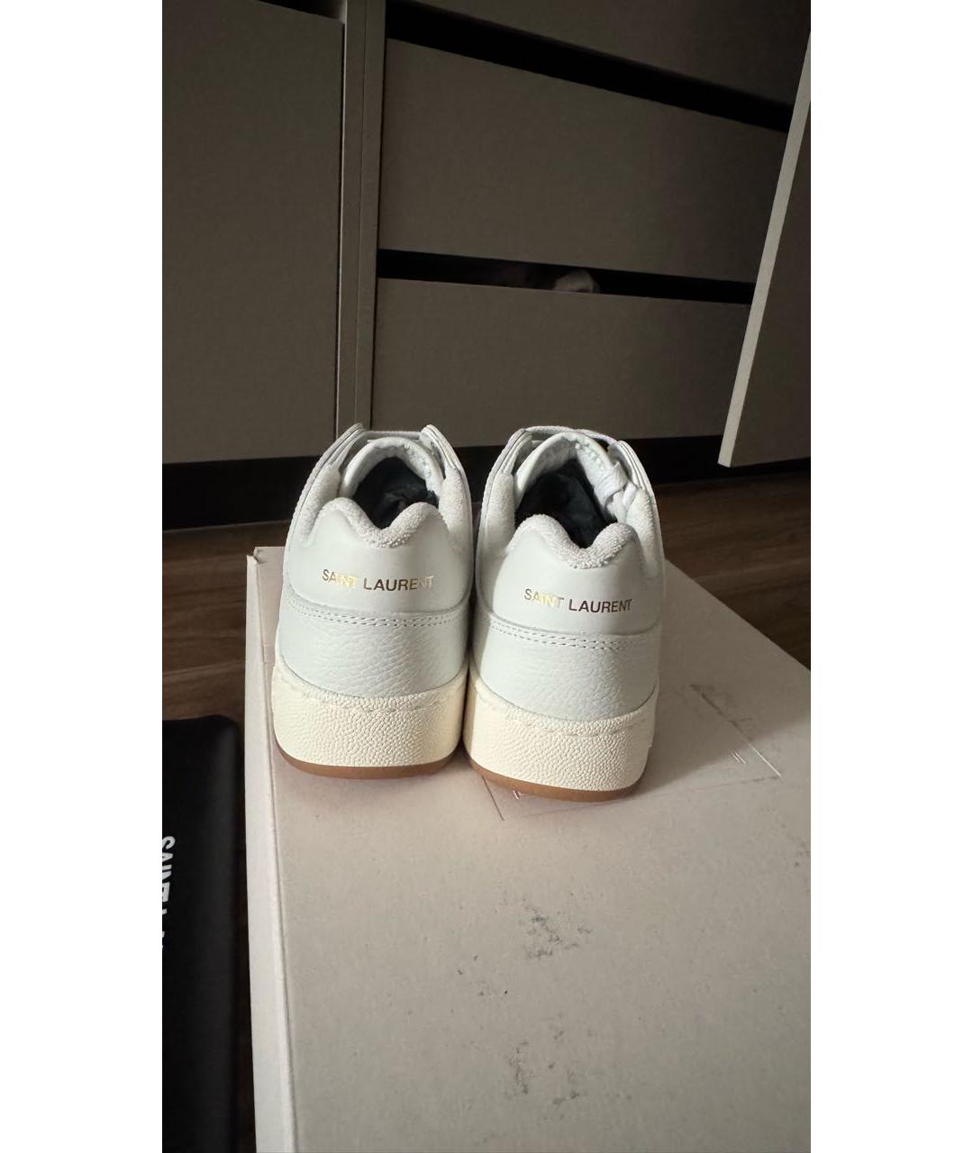 SAINT LAURENT Белые кожаные кроссовки, фото 4