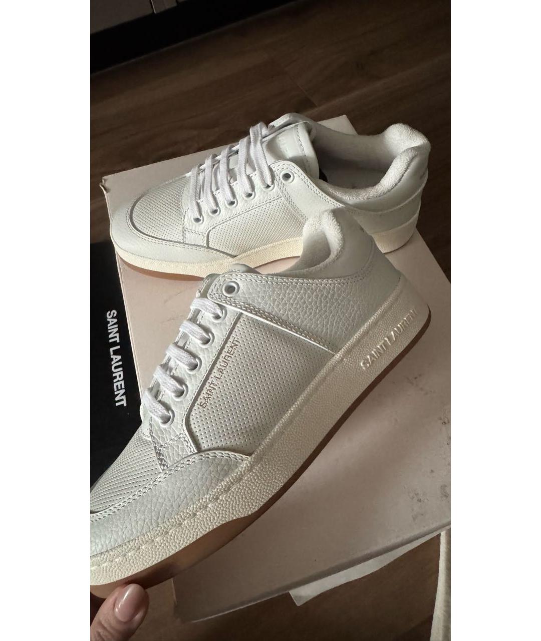 SAINT LAURENT Белые кожаные кроссовки, фото 5