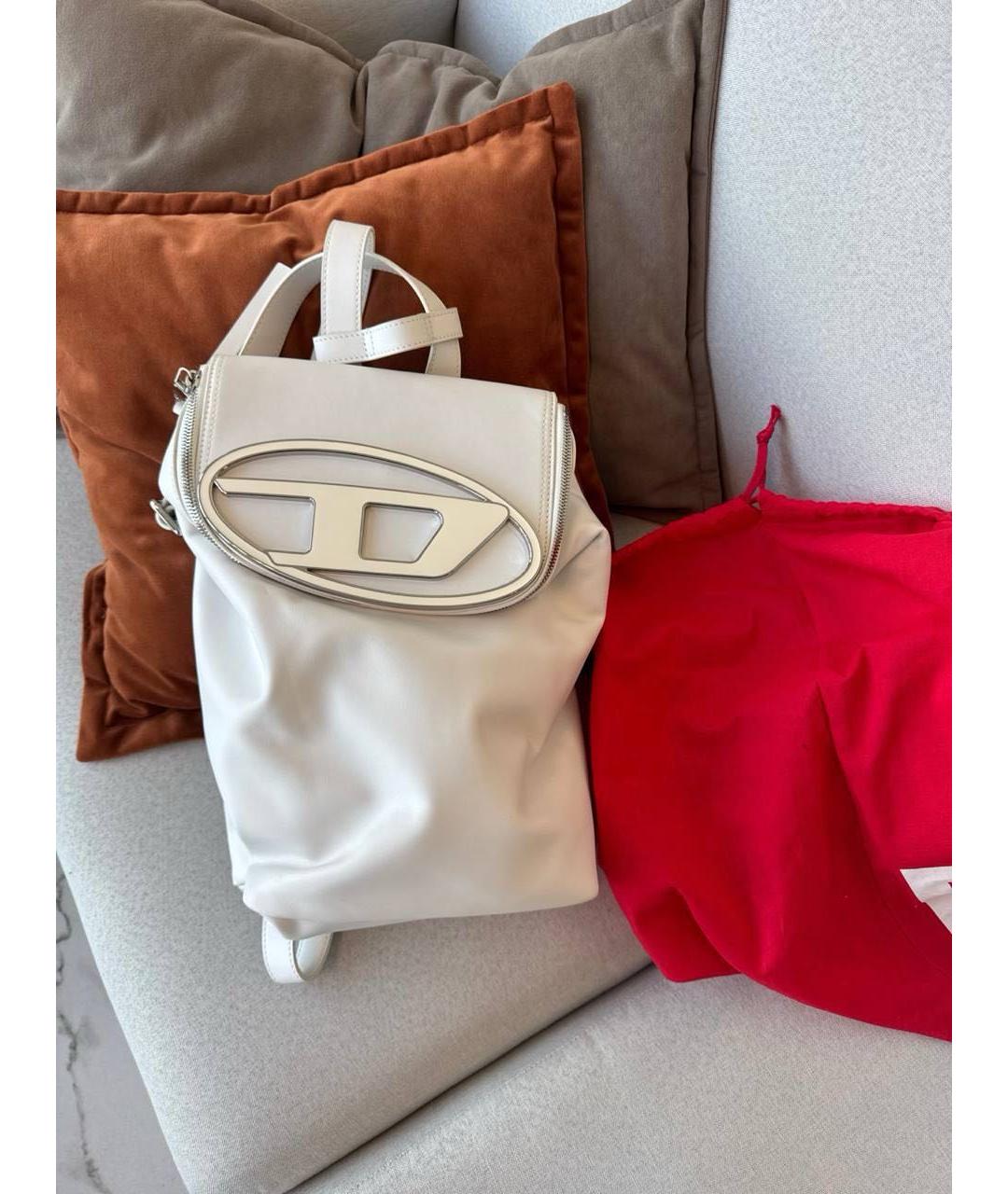 DIESEL Белый кожаный рюкзак, фото 4