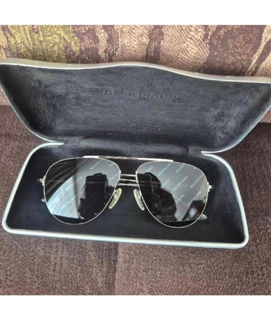 BALENCIAGA Черные металлические солнцезащитные очки, фото 2