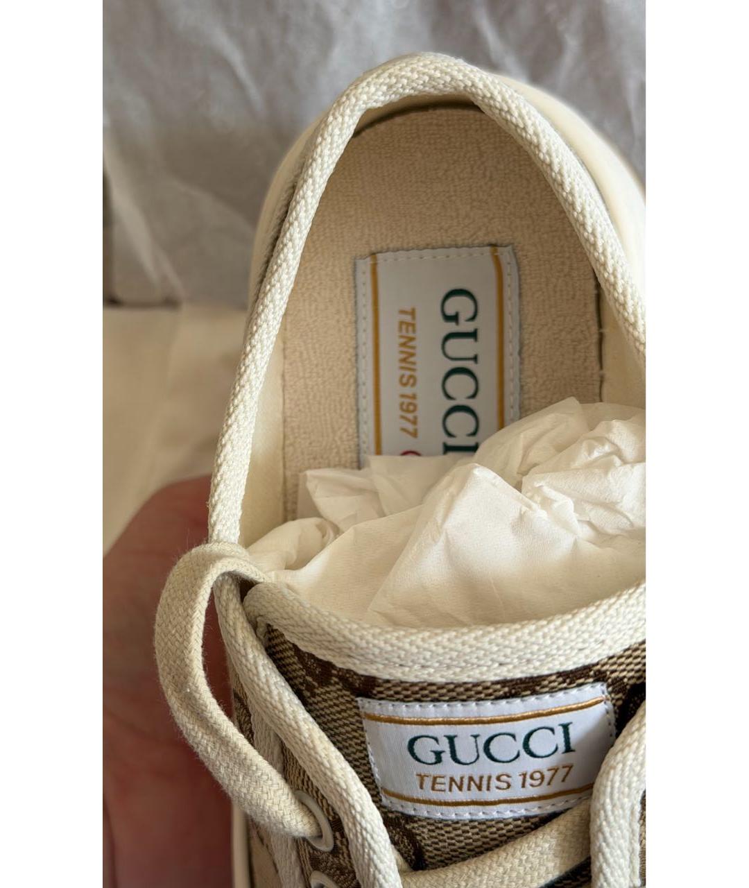 GUCCI Бежевые текстильные кеды, фото 7