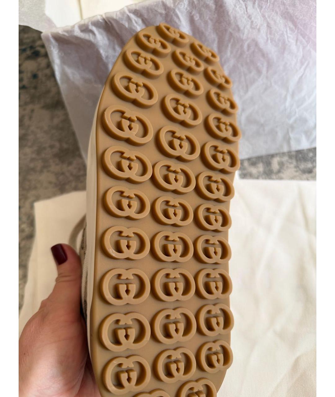 GUCCI Бежевые текстильные кеды, фото 5