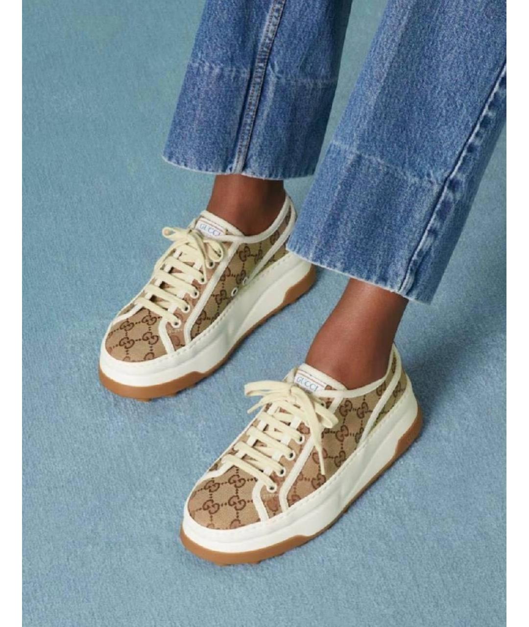 GUCCI Бежевые текстильные кеды, фото 2